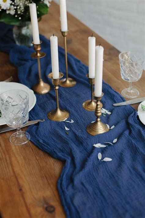 Navy Blue Wedding Centerpieces Gauze Runner Cheese Cloth Table Runner