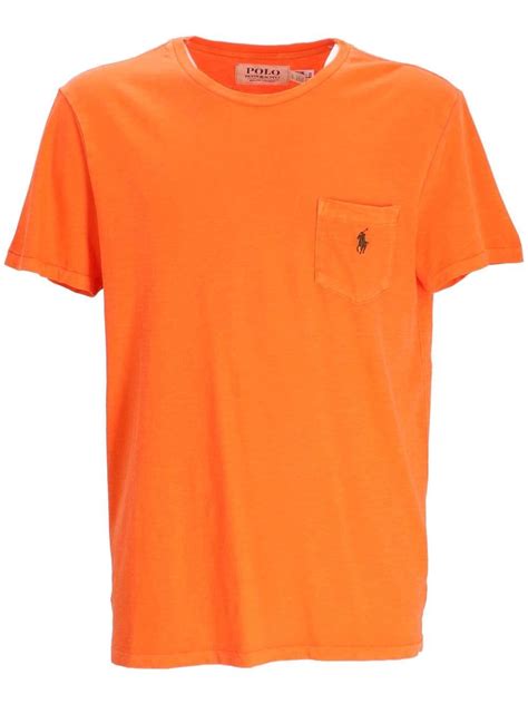 Polo Ralph Lauren Logo Embroidered Pocket T Shirt In Orange Modesens