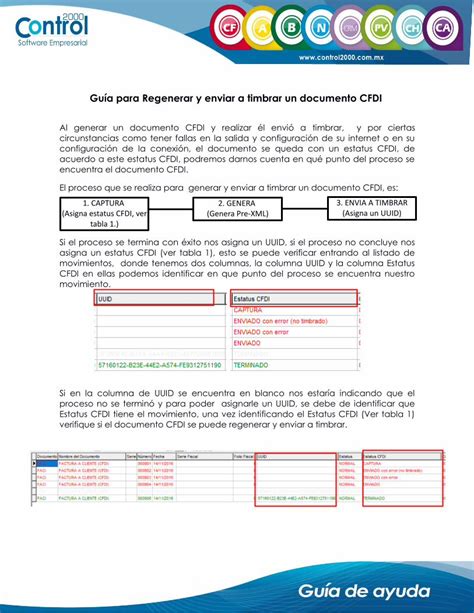 Pdf Gu A Para Regenerar Y Enviar A Timbrar Un Documento Cfdi Gu A