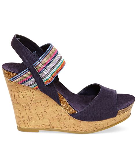 Madden Girl Feliciti Footbed Platform Wedge Sandals In Blue Lyst