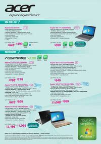 Acer Notebooks Page Brochures From Comex Singapore On Tech Show