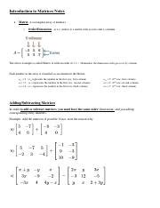 Matrices Notes Pdf Introduction To Matrices Notes Matrix A