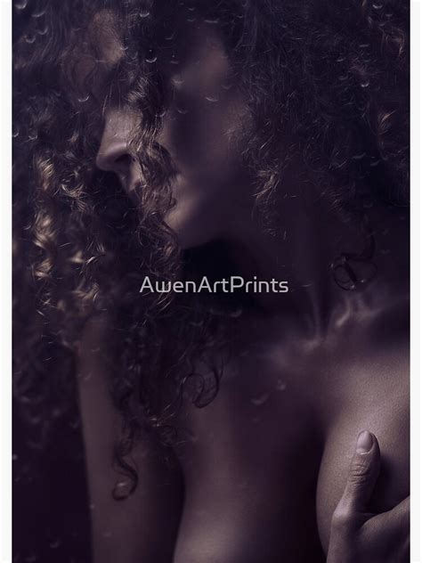 Sensual Art Nude Portrait Of A Woman Covering Her Breasts Behind Wet