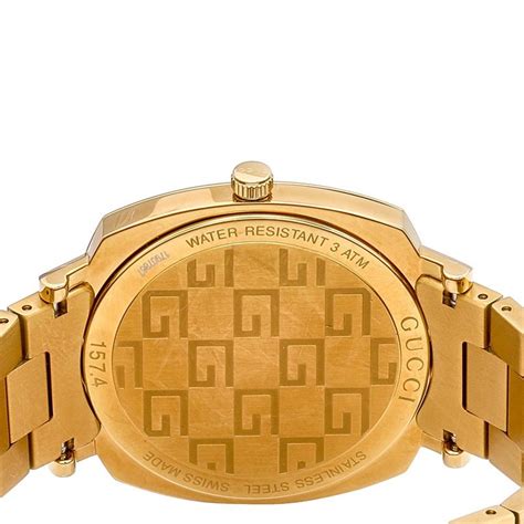 Gucci Yellow Gold Plated Stainless Steel Grip 1574 Womens Wristwatch 35 Mm For Sale At 1stdibs