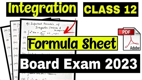 Integration All Formulas Class 12 Maths Integration Formulas List