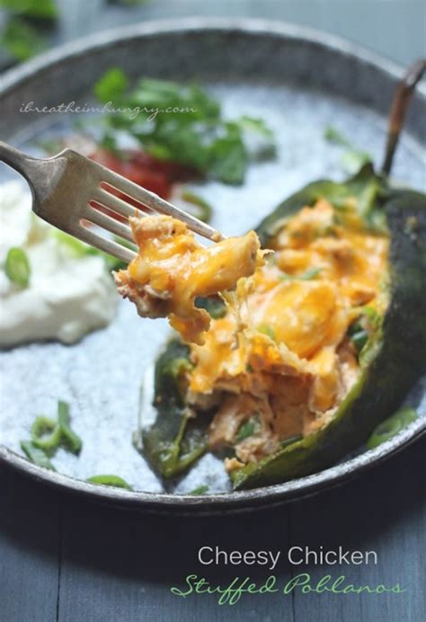 CHEESY CHICKEN STUFFED POBLANOS