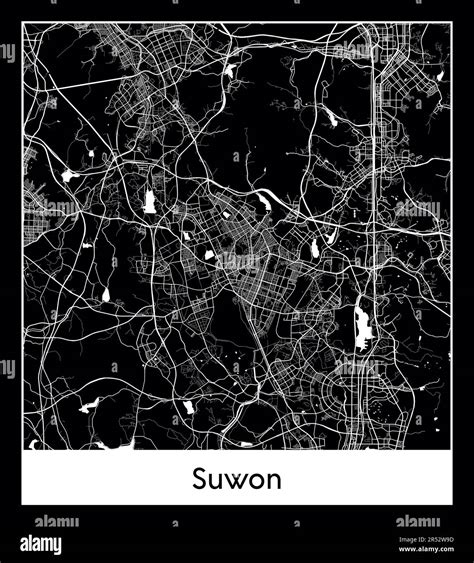 Minimal City Map Of Suwon South KoreaMinimal City Map Of Suwon South