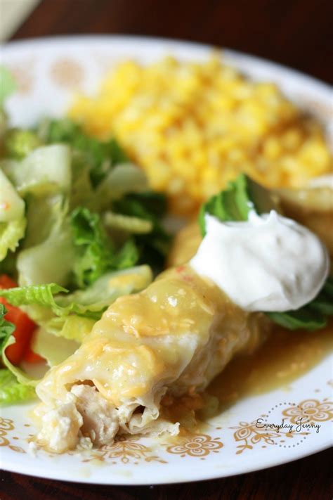 Green Chile Chicken Enchiladas With Black Beans Everyday Jenny