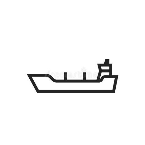 Oil Tanker Ship Line Icon Sea Transportation Symbol Stock Vector