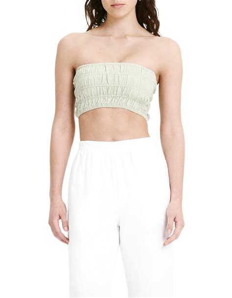 Nude Lucy Oasis Cotton Poplin Strapless Bodice Eucalyptus David Jones