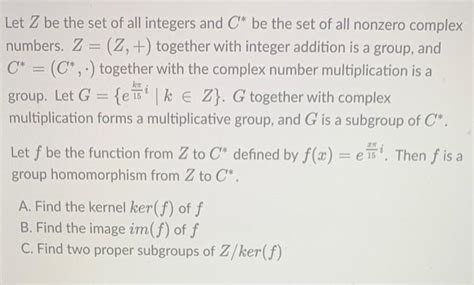 Solved Ler Let Z Be The Set Of All Integers And C Be