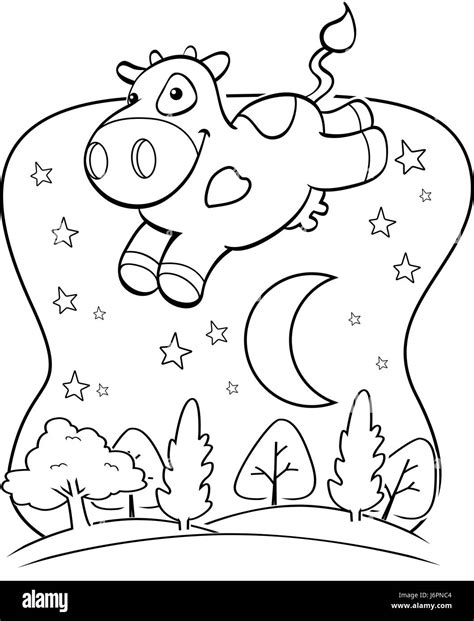 A happy cartoon cow jumping over the moon Stock Vector Image & Art - Alamy