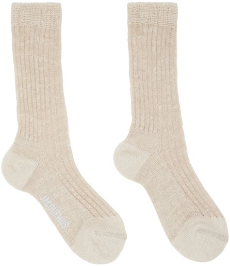 Jacquemus Beige Le Raphia Les Chaussettes Duna Socks SSENSE Canada