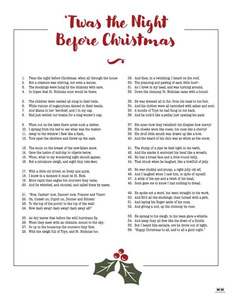 Twas The Night Before Christmas Printables | Printabulls