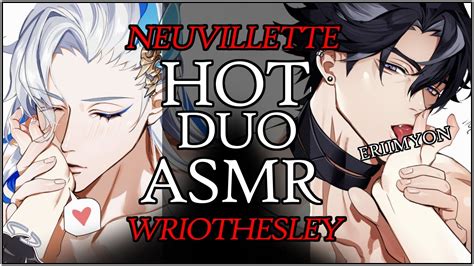 𝐕𝐄𝐑𝐘 Spicy Wriothesley And Neuvillette Asmr Sandwiched In Bed Hot Genshin Impact X Listener