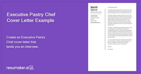 Executive Pastry Chef Cover Letter Example For 2024