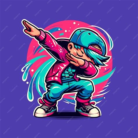 Premium Vector A Little Cool Boy Rocking The Dab Pose In A Vibrant