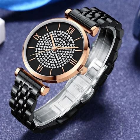 Mini Focus Mf L Noir Montre De Luxe Pour Femmes Bracelet En Acier