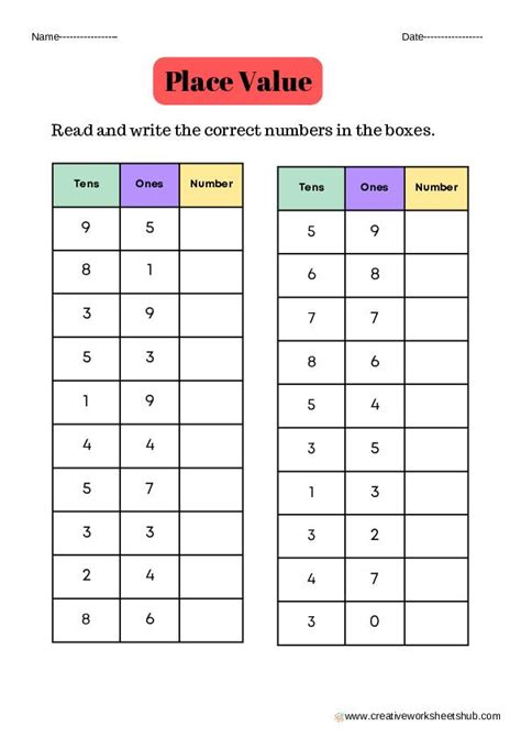 Place Value Worksheets – creativeworksheetshub