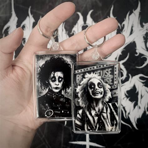 Edward Scissorhands And Beetlejuice Keyring Etsy