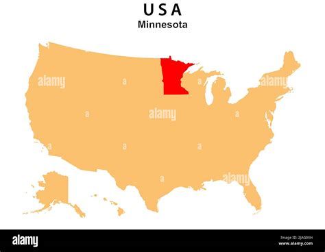 Minnesota State map highlighted on USA map. Minnesota map on United state of America Stock ...