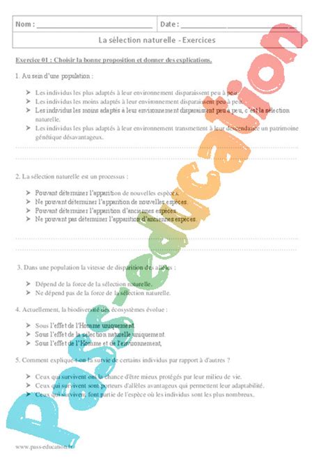 La Biodiversit R Sultat Et Tape De L Volution Seconde Controle Pdf