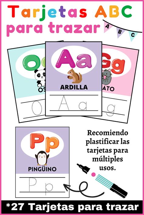 Tarjetas Del Abecedario En Español Para Practicar La Grafomotricidadutilizar Modelos De Letras