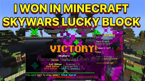 I Won In Minecraft Skywars Lucky Block Youtube