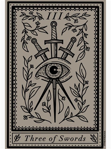 Three Of Swords Tarot Card Sticker For Sale By Staghornink Tarot Card Tattoo Card Tattoo