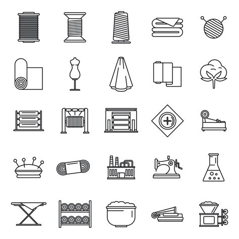 Textile Production Factory Icons Set Outline Style 8813628 Vector Art