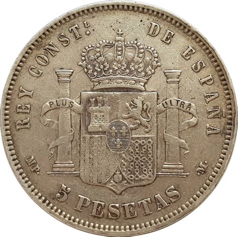 ESPAGNE 5 PESETAS 1889 89 MPM ALFONSO XIII TTB Gonçalves Lobo