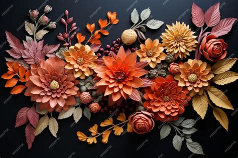 Premium Photo | Autumn themed flower border Generative Ai