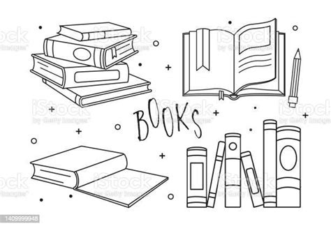 Set Of Hand Drawn Books Stock Illustration Download Image Now Book