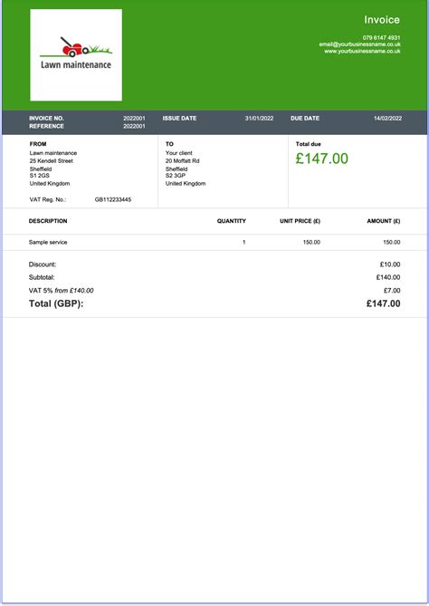 Uk Invoice Template Made Easy Free Editable Billdu