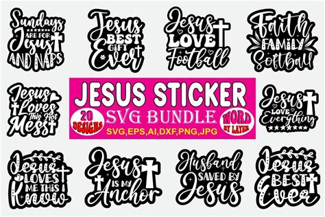 Jesus Sticker Svg Bundle Vol1 Bundle · Creative Fabrica