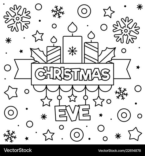 Christmas eve coloring page black and white Vector Image