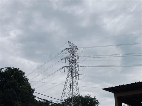 Electric Power Station And Dark Sky Power Lines Electric Transmission