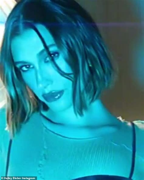 Hailey Bieber Vamps For The Camera In A Nude Shirt Under A Brown Dress Daily Mail Online