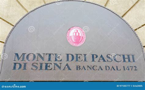 Entrance Sign on Monte Dei Paschi Di Siena Banca Editorial Photography ...