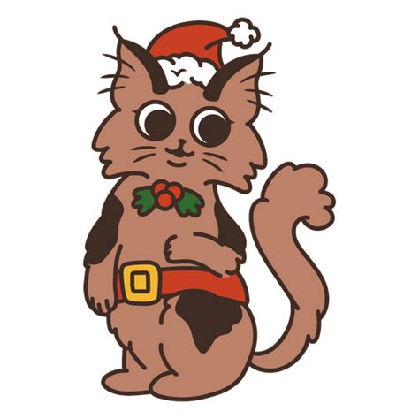 Design Png E Svg De Gato Fofo Usando Um Chap U De Papai Noel E Sino