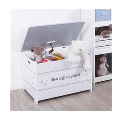 Coffre à jouets gris en bois Autres Bleu Gris Blanc Cdiscount