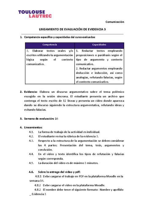 8153 Lineamientos Promedio 3 Comunicacion LINEAMIENTO DE EVALUACIÓN