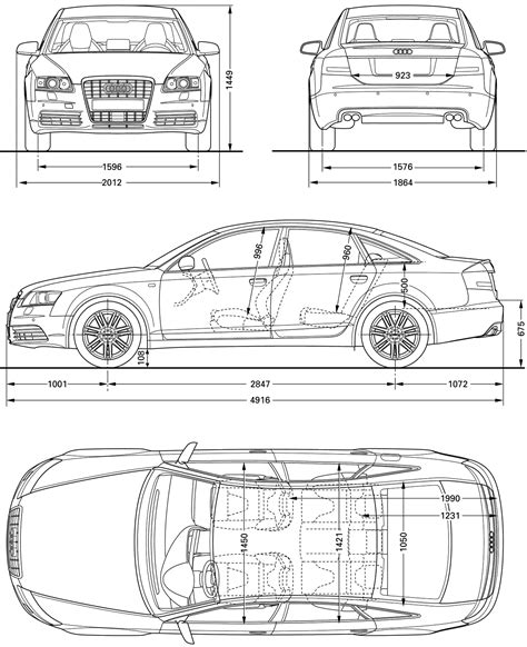 2008 Audi Rs6 C6 Typ 4f Sedan Blueprints Free Outlines