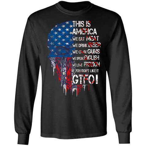 American Flag Skull Hoodie This Is America We Eat Meat We Drink Beer Hoodie Cubebik