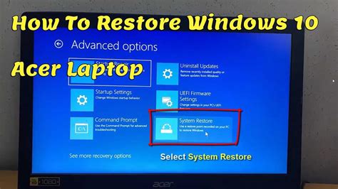 How To Restore Windows Acer Laptop When Windows Won T Boot Youtube