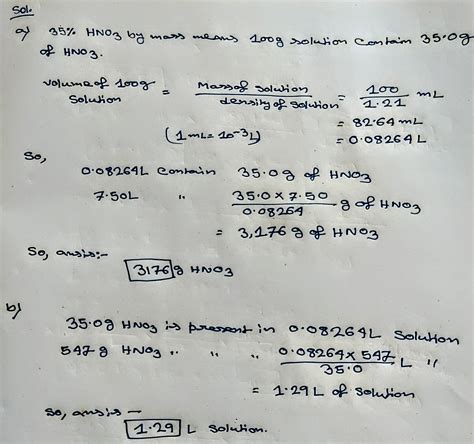 Solved At C An Aqueous Solution Of Hno That Is Hno By