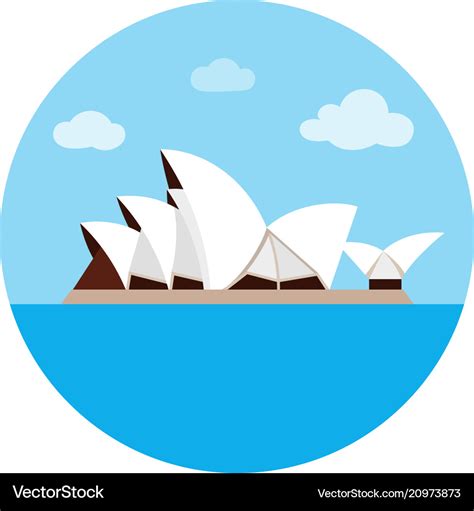 Sydney Opera House Icon In Cartoon Style Isolated Vector Image