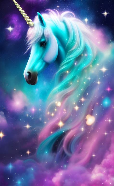 Colorful Galaxy Unicorn Sparkling Digital Art Unicorns Digitalart