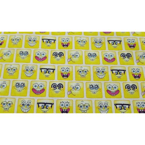 Tejido Algod N Bob Esponja Emoticonos Cuadrados Tienda De Telas