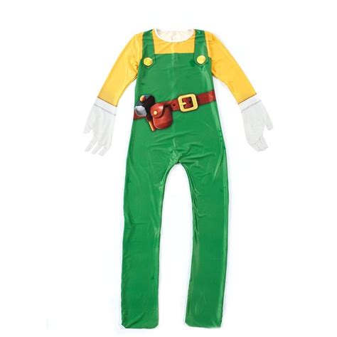 Super Mario Maker 2 Luigi Costume Cosplay Jumpsuit Bodysuit for Kids ...